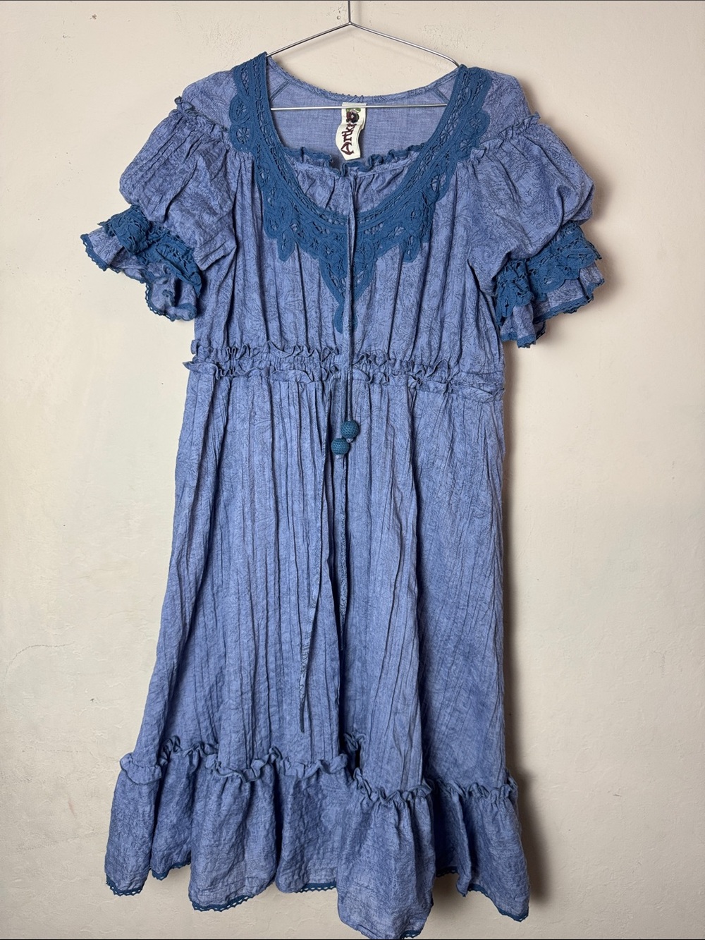Artka bohemian blue mini dress Size Large